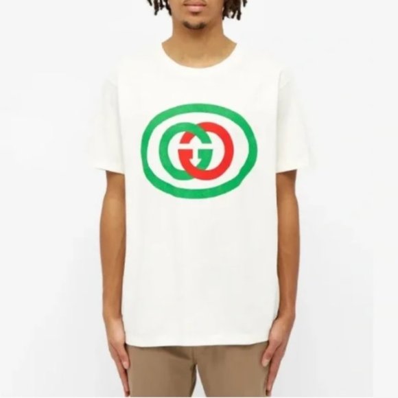Gucci Interlocking GG Logo Oversized Cotton Graphic Tee Shirt Size Extra Small - Picture 4 of 16